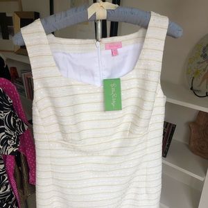 Lilly Pulitzer - Shift dress. Cream and Gold Boucle.  New!